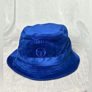 Sergio Tacchini Velour Bucket Hat Sovana Mazarine Blue Retro Tennis Festival NWT